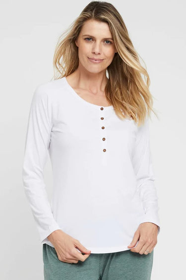 Organic Bamboo Long Sleeve Nursing Henley Top